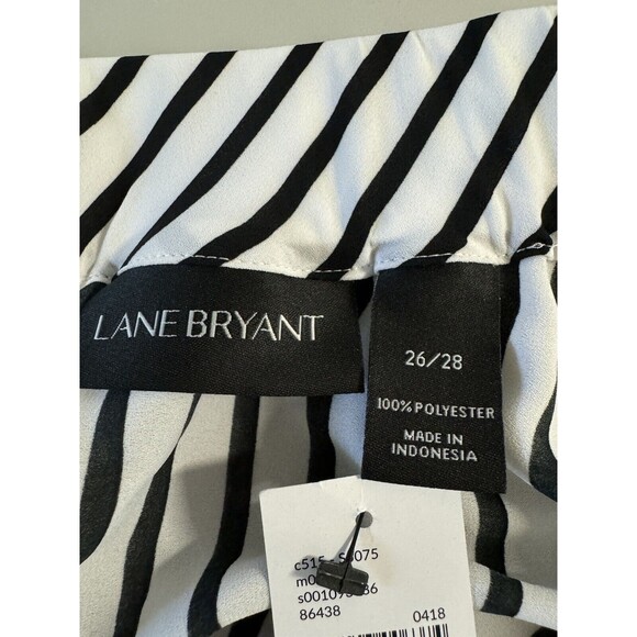 LANE BRYANT WOMENS BLACK WHITE STRIPED ASYMMETRICAL MIDI SKIRT PLUS Sz 26/28 New - Picture 4 of 6